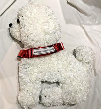 Dog Funeral Tribute Bichon Frise – Silk Flower Memorial with Personalised Ribbon