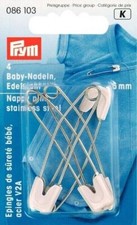 Prym White Safety Nappy Pins - 55mm - per pack of 4
