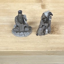 2 x Unglazed Chinese Mudmen Figurines of Travellers only 1” Tall (35)