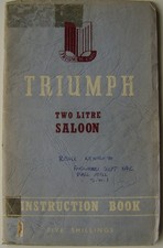 Triumph Renown 2 Litre Saloon & Limousine models 1951-54 Original Handbook