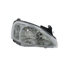 Headlight Vauxhall Corsa C 2000-2003 Chrome Inner Headlamp Drivers Side Right