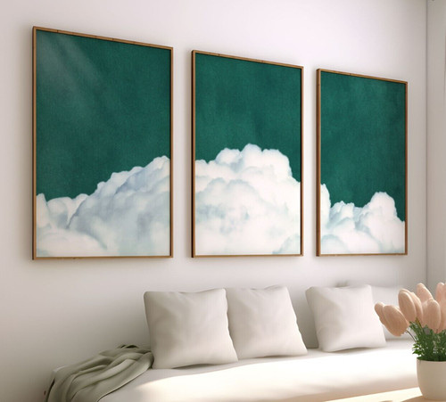 Cloud art emerald green wall - cloud,