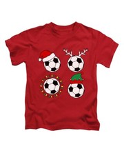 4 Festive Footballs Kids Christmas T-Shirt Cute Xmas Footy Childrens Tee Top