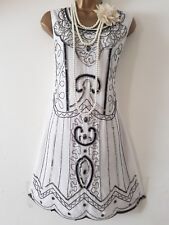 BOOHOO 20'S GATSBY FLAPPER CHARLESTON SEQUIN BEAD EMBELLISHED DRESS SZ UK12