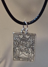 The lovers tarot card pendant on 17" PU cord necklace - Witch Wicca