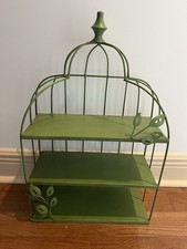Green Metal Birdcage Shelf