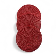 3 Pack Round Woven Glitter Table Place Mats - Small