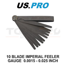 US PRO Tools 10 Blade Imperial Feeler Gauge Measuring Tool 0.0015-0.025" 5907