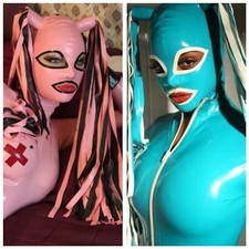 Latex Hood Back Zipper Rubber