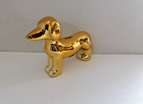 Gold dachshund dog - dog, ceramic
