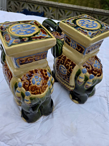 Ceramic elephant figurines - elephant,