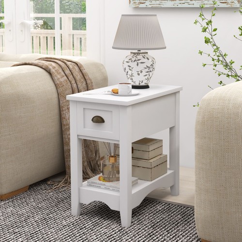White nightstand rectangular - white,