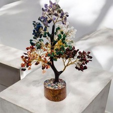 Tree of life Agate Multi-colored Wood Base- Gift/Decoration/Ornaments