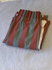 Vintage 80’s Laura Ashley Studio stripe unlined Curtain panels x2 Green Red 1985