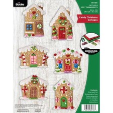 Bucilla Felt Ornaments Applique Kit Set of 6 - Candy Christmas Cottages 89738E