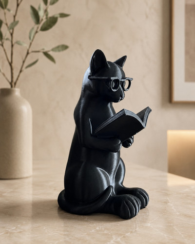 Reading cat ornament book - reading,