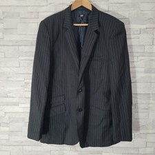 Mens H&M Blazer Black Chest 42 Regular Pinstriped Striped Formal Jacket 