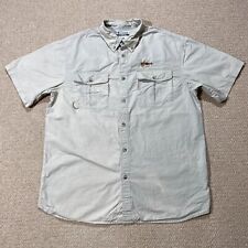 Columbia PFG Shirt Mens Medium Beige Cotton Fly Fishing Gear Embroidered USA