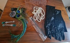 1920s Dressing Up - Gloves, Necklace, Earrings, Head Dress