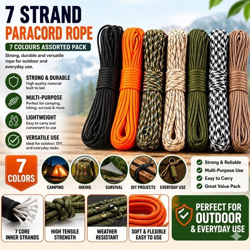 550lb paracord 4mm - paracord, 7-core