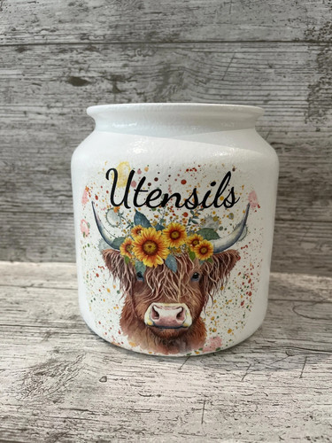 Highland cow utensil - jar, hand