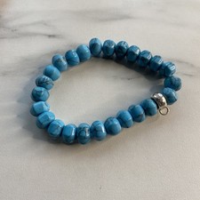 Thomas Sabo Turquoise Bracelet Sterling Silver 925 Beaded Stretch Charm Genuine