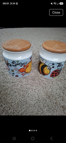 Dunoon tea and sugar jars - and,