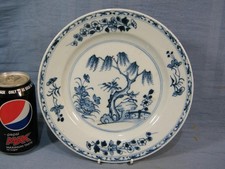 LATE 18c CHINESE EXPORT PAINTED FENCE & WILLOW FLORAL  PATTERN 9" PLATE  c1780