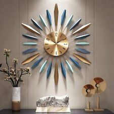 Extra Large Mid Century Wall Clock Colorful Sunburst 55cm Silent and Non-Ticking