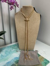 Vivienne Westwood Bolo tie Large Orbit Pendent Necklace Long Chain Gold