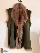 Real Sheepskin Gilet/Waistcoat women's size 14-16 Dark Green excellent condition