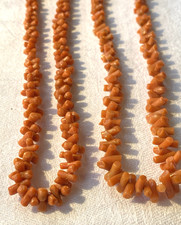 vintage lot 2x necklaces real coral 16" each old undyed genuine coral