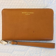 Aspinal of London Brown Leather Womens Zip Around Purse