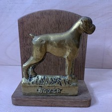 Brass Boxer Dog & Wood  Letter