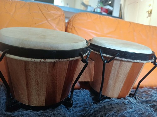 Bongo drum set natural wood - bongo,