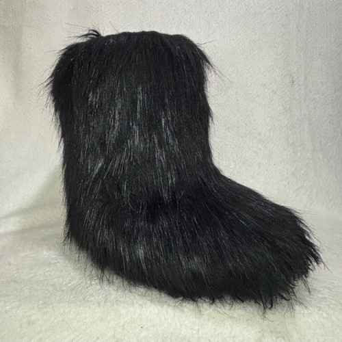 Black faux fur yeti - faux, boots