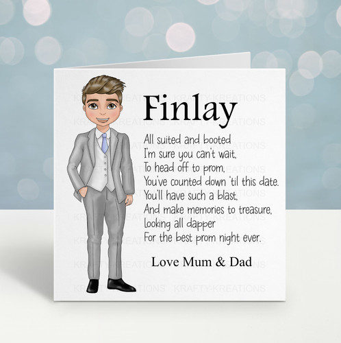 Boy prom card customisable - prom,