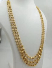 Indian Women Gold Plated Three Layers Ball Mala