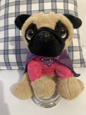 PUGS AND KISSES CUDDLY PLUSH SOFT TOY PUG  ‘YOU’RE SUPER’ - approx 8” (K)