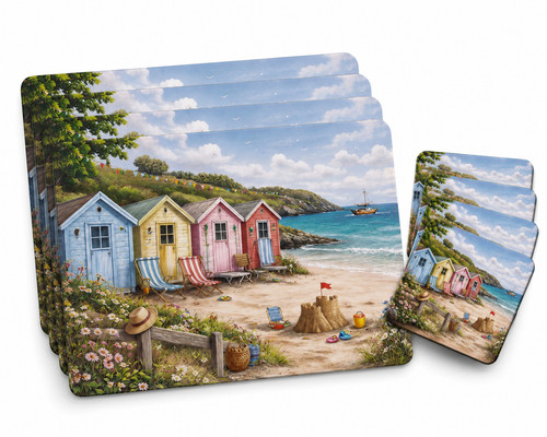 Beach hut placemats - &, coasters
