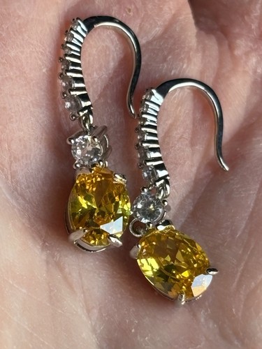 Silver plated amber zircon - plated,