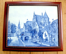 Large vintage delft blue tile