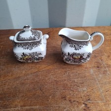 Enoch Wedgwood Oriental Pheasants Milk jug and sugar bowl.
