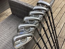 Ping Golf Clubs CFS 70 5-PW, Ping G2 driver, Ping Kirsten 3 1 and 2 irons & bag.