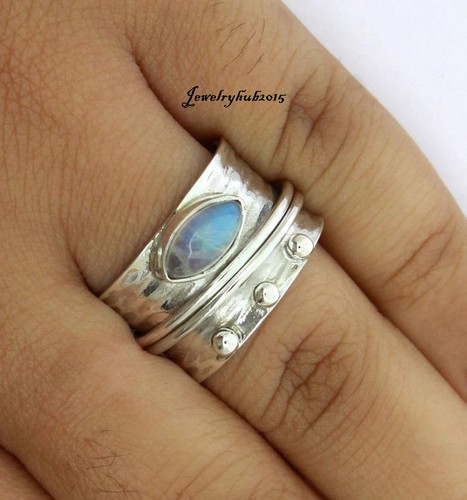Moonstone spinner ring - moonstone, solid