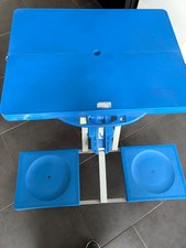 Blue Folding Camping Picnic Table with 4 Seats and Umbrella Hole