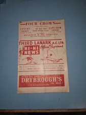 1962 Third Lanark Vs Kilmarnock Football Programme