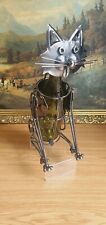 Metal Crafted Wine Bottle Holder Caddy in form of Cat