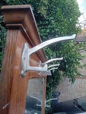 OAK HALL STAND MIRROR  STORAGE CHROME HOOKS