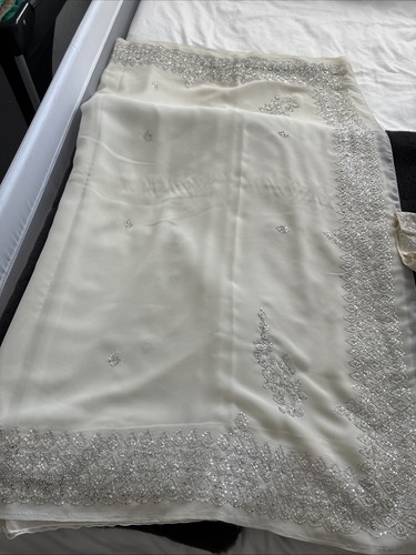 Beige saree embroidered with - saree,